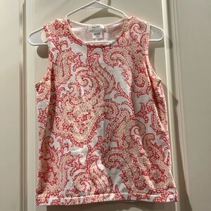 Kate Hill paisley 100% cotton sleeveless tank
Top round neck size M pink white